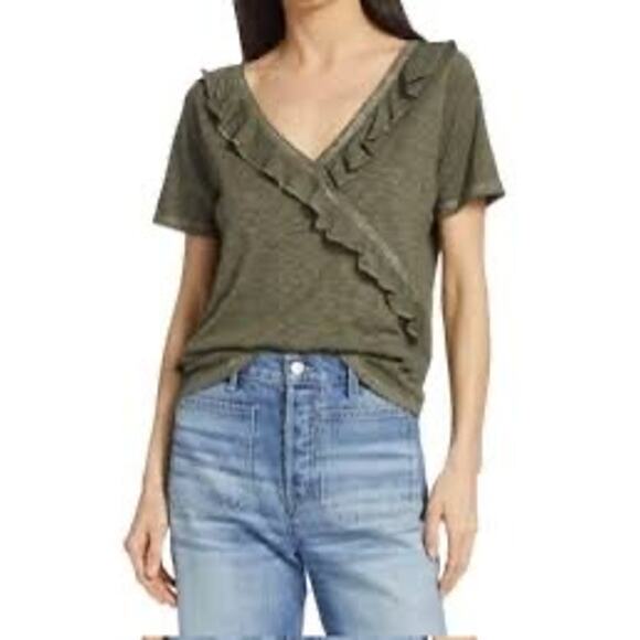 Veronica Beard Tops - VERONICA BEARD Dubois Ruffled Cotton XL Green $158